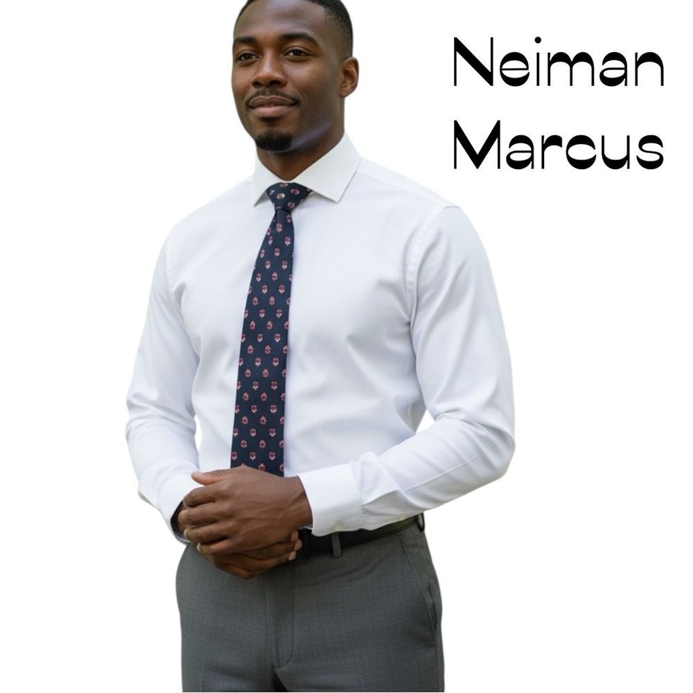 Neiman Marcus Black Red Print Necktie Office Career